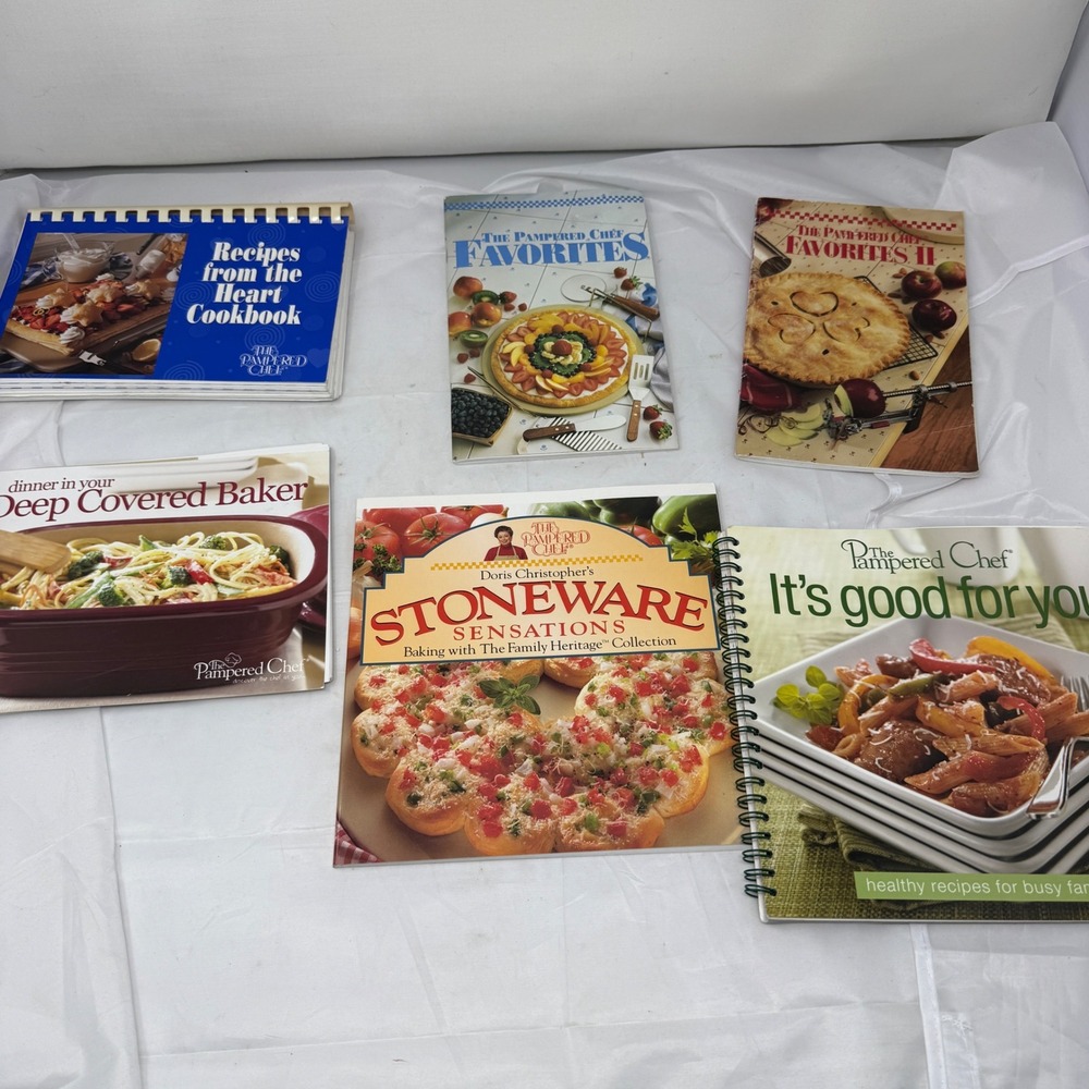 The Pampered Chef Cookbook Lot of 6 Stoneware Sensations Favorites Recipes Heart